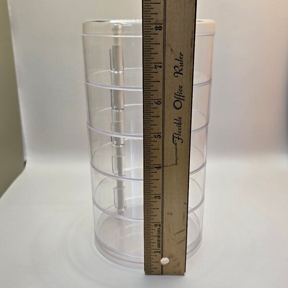 Clear Plastic Small Jewelry Organizer, 5-Layers Rotatable Storage Box with Lid - Picture 9 of 11